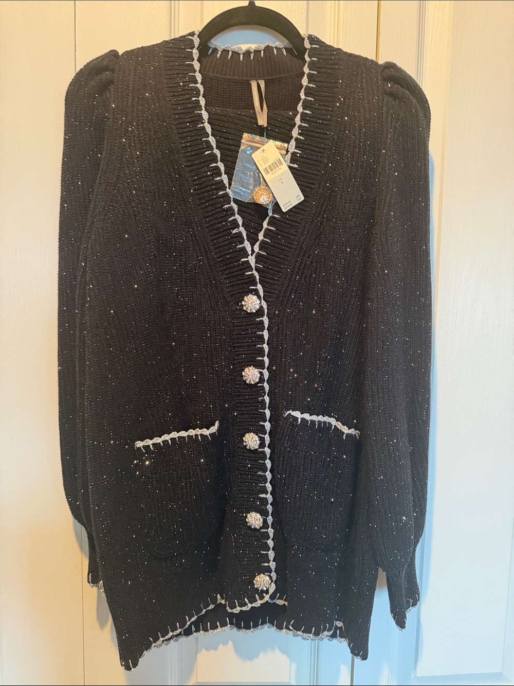 NWT Black Sparkle Small Cardigan and Medium Shorts Set